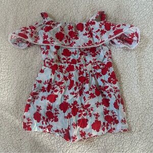Janie and Jack Red and White Floral Romper